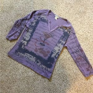 V Neck Sangria Martini Purple Tee Shirt